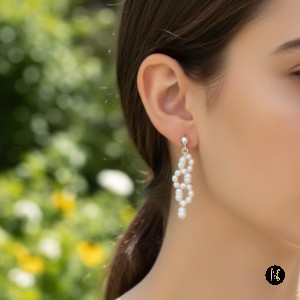 Alternative view of Earrings of Pearly Radiance (Σκουλαρίκια Μαργαριταρένιας Ακτινοβολίας)