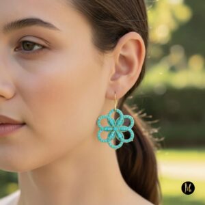 Alternative view of Knitted Earrings of Silk Touch (Πλεχτά Σκουλαρίκια Μεταξένιο Άγγιγμα)