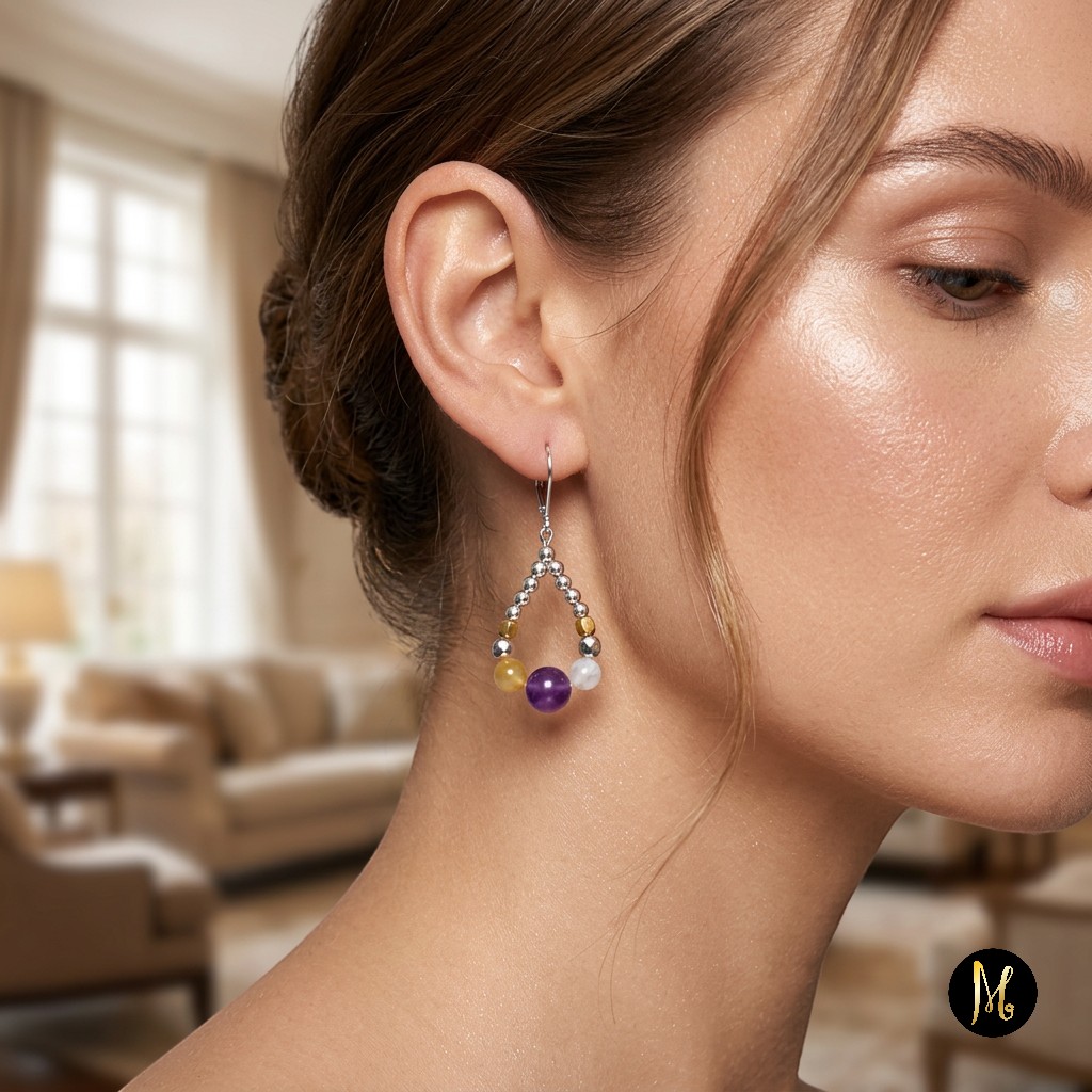 Amethyst Serenity Earrings (Σκουλαρίκια Γαλήνης Αμέθυστου) - Image 2