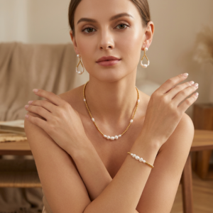 Alternative view of Set of Hematite & Pearl Elegance (Σετ Κομψότητας Αιματίτη & Μαργαριταριών)